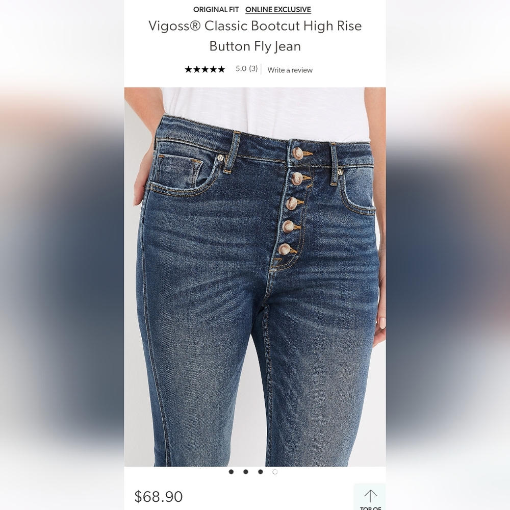 Vigoss® Classic Bootcut High Rise Button Fly Jean
